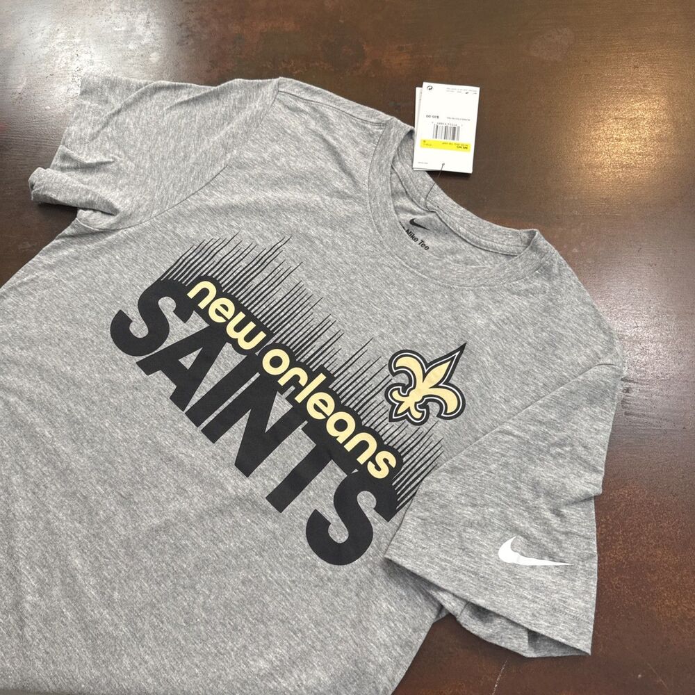 New Orleans Saints NWT Nike Tee Gray Short Sleeve Shirt Sportswear Fan Apparel